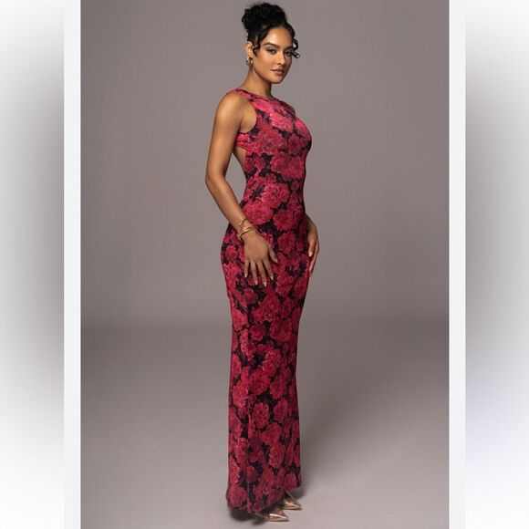 JLUXLABEL PINK FLORAL FRONT AND CENTER MAXI DRESS NWT - Picture 1 of 6